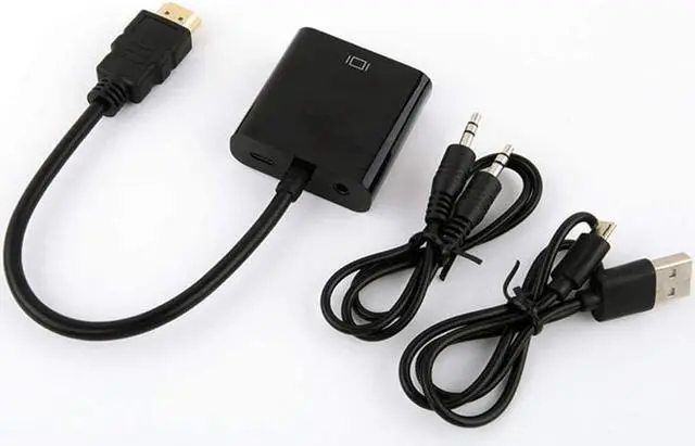 Alt view image 7 of 7 - HDMI to VGA Adapter HDMI-VGA 1080P Converter with 3.5mm Audio Jack and USB Power Supply for HDMI Laptop PC PS4 Blue Ray Player Raspberry Pi Xbox to VGA Monitor Projector and More