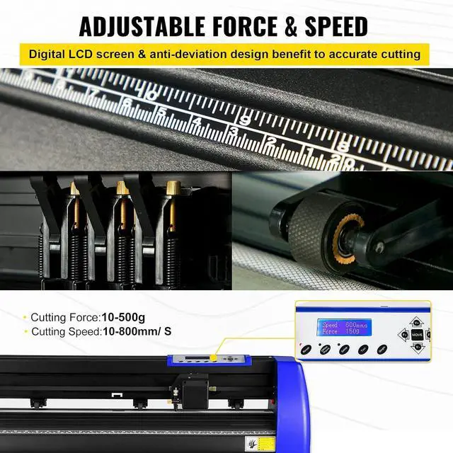 Alt view image 4 of 7 - VEVOR Vinyl Cutter 28 Inch Vinyl Cutter Machine with 20 Blades Maximum Paper Feed 720mm Vinyl Plotter Cutter Machine with Sturdy Floor Stand Adjustable Force and Speed for Sign Making