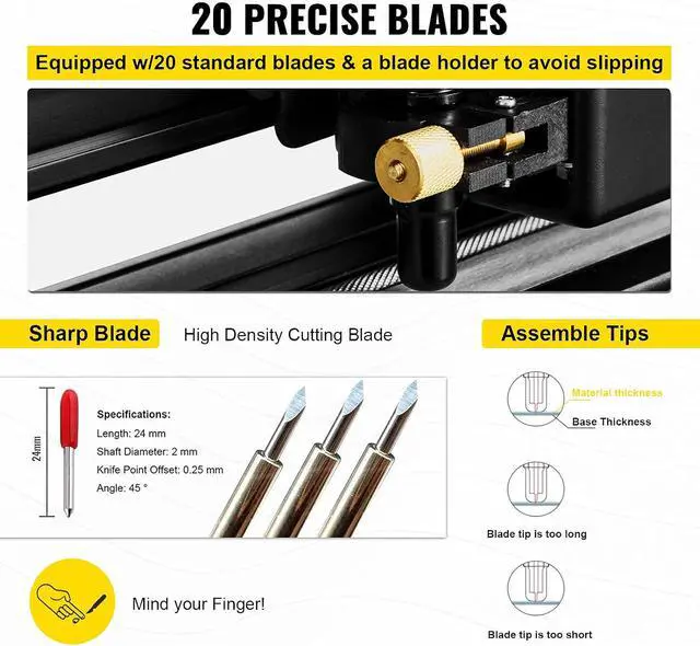 Alt view image 6 of 7 - VEVOR Vinyl Cutter 28 Inch Vinyl Cutter Machine with 20 Blades Maximum Paper Feed 720mm Vinyl Plotter Cutter Machine with Sturdy Floor Stand Adjustable Force and Speed for Sign Making