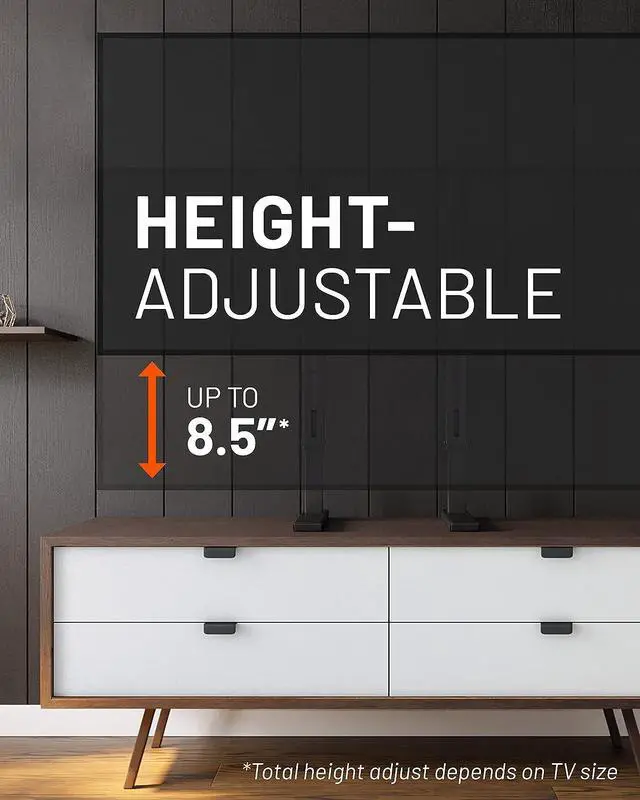 Alt view image 6 of 7 - Universal Large Stand - Height Adjustable Base for TVs Up to 77" - Wobble-Free Replacement Stand Works w/Any TV Including Vizio, TCL, Samsung & More - Flat Design Compatible w/Soundbars