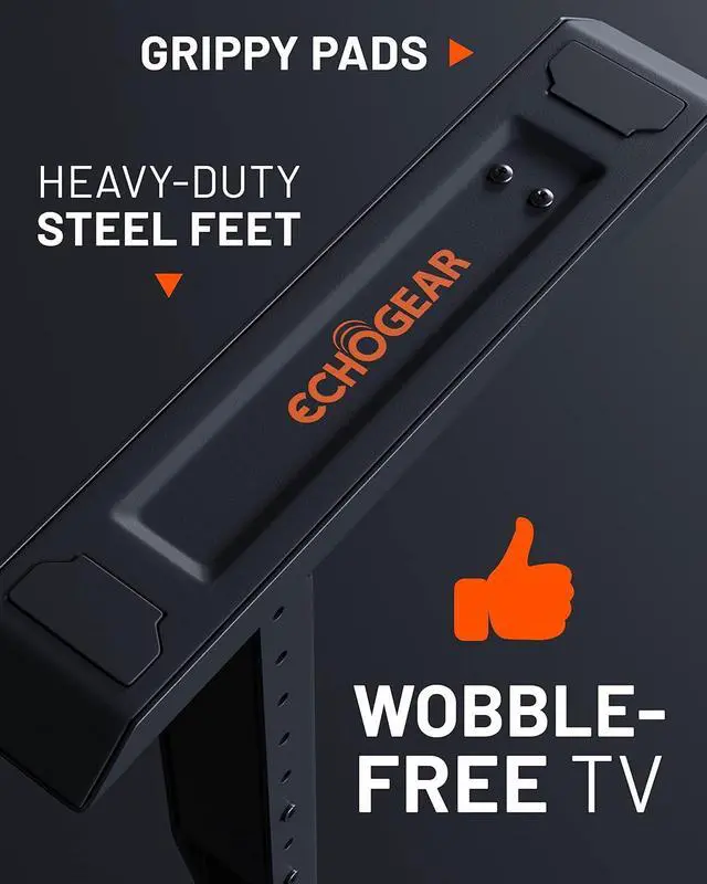 Alt view image 7 of 7 - Universal Large Stand - Height Adjustable Base for TVs Up to 77" - Wobble-Free Replacement Stand Works w/Any TV Including Vizio, TCL, Samsung & More - Flat Design Compatible w/Soundbars