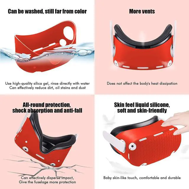 Alt view image 5 of 7 - Compatible with Oculus Quest 2 Accessories, Silicone Face Cover, VR Shell Cover,Touch Controller Grip Cover,Protective Lens Cover,Disposable Eye Cover