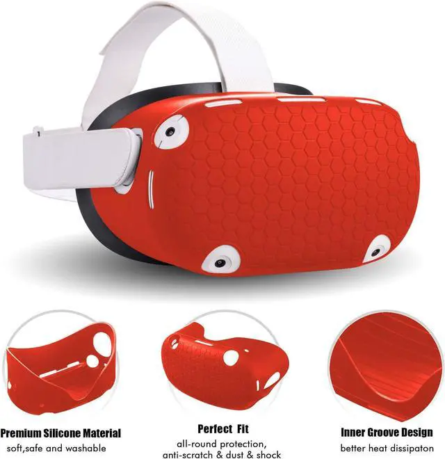 Alt view image 2 of 7 - Compatible with Oculus Quest 2 Accessories, Silicone Face Cover, VR Shell Cover,Touch Controller Grip Cover,Protective Lens Cover,Disposable Eye Cover