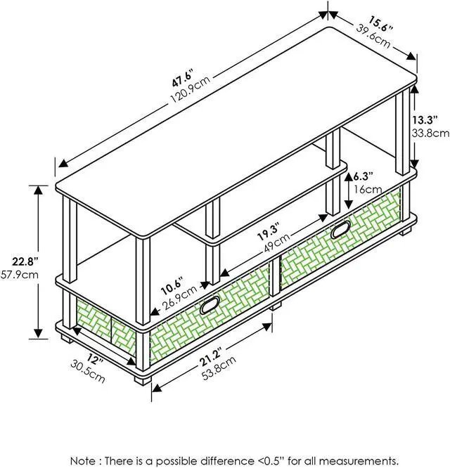 Alt view image 7 of 7 - Furinno JAYA TV Stand for up to 50-Inch TV, 55 Inch