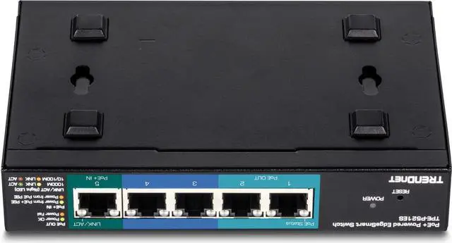 Alt view image 6 of 7 - TRENDnet 5-Port Gigabit PoE+ Powered EdgeSmart Switch with PoE Pass Through, 18W PoE Budget, 10Gbps Switching Capacity, Managed Switch, Wall-Mountable, Lifetime Protection, Black, TPE-P521ES