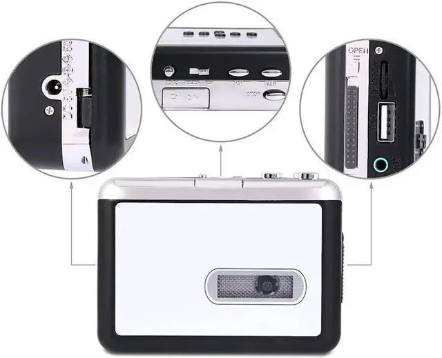 Alt view image 3 of 7 - Cassette Tape Player Record Tape to MP3 Digital Converter USB Cassette Capture Save to USB Flash Drive Directly No Need Computer