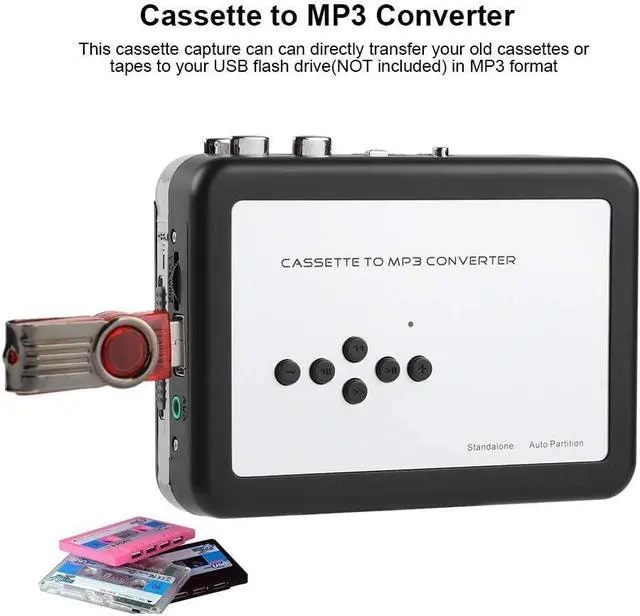 Alt view image 3 of 7 - Cassette to MP3 Converter Portable ABS Tape Player to MP3 Converter USB Flash Drive Capture Audio Music Player for