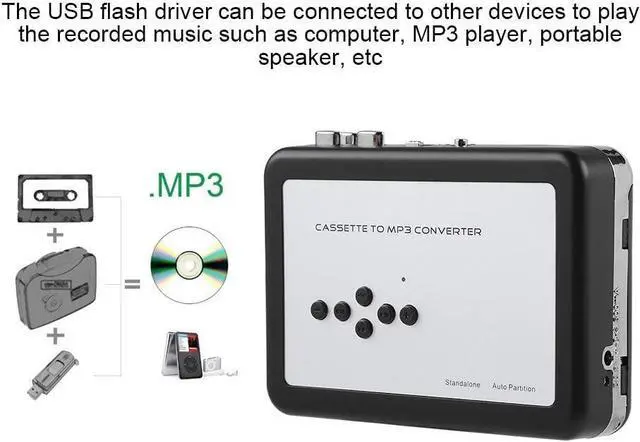 Alt view image 6 of 7 - Cassette to MP3 Converter Portable ABS Tape Player to MP3 Converter USB Flash Drive Capture Audio Music Player for