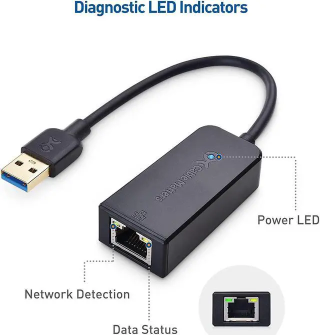 Alt view image 6 of 7 - Cable Matters USB to Ethernet Adapter (USB 3.0 to Ethernet, USB 3 to Ethernet, USB to Gigabit Ethernet, USB to RJ45) Supporting 10/100/1000 Mbps Ethernet Network in Black