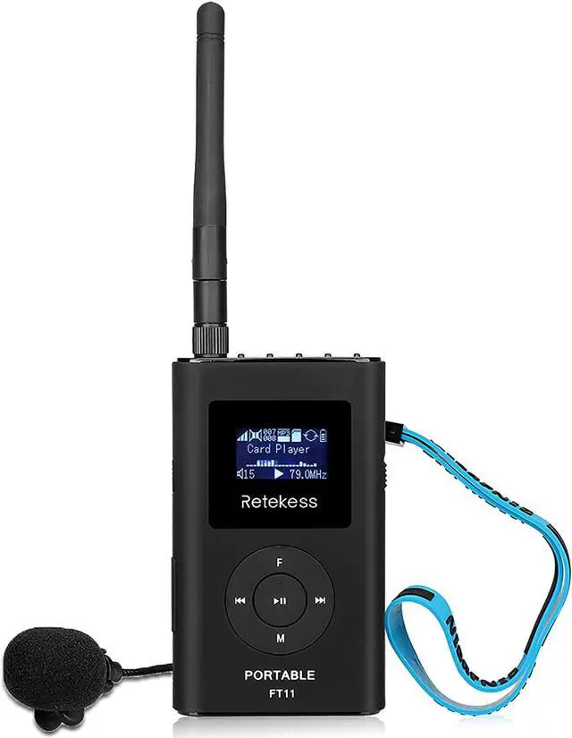 Alt view image 3 of 7 - FT11 FM Transmitter,Portable FM Broadcast Transmitter for Church with Microphone, Rechargeable FM Radio Stereo Station for Drive-in Movie,Parking Lot,Support TF Card AUX Input