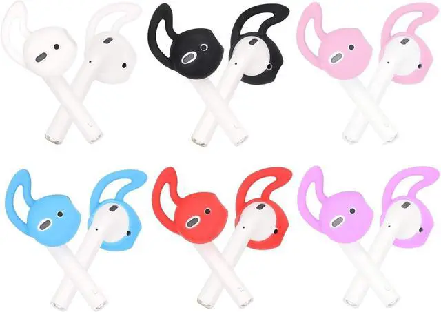 Alt view image 4 of 4 - 6 Pairs Silicone Ear Tips Ear Hooks Compatible with AirPods/EarPods Silicone Soft Covers Anti-Slip Sport Earbud Tips Anti-Drop Ear Hook Gel Headphones Earphones Tips 6 Colors