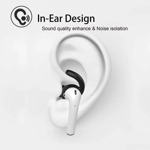 Alt view image 5 of 7 - Anti-Slip Earhooks Soft Silicone Skin Compatible with Headphone 2 & 1 Lightweight Sound Quality Enhancement for Headphones Outdoor Activities in-Ear EarHook 2 Pairs White & Black