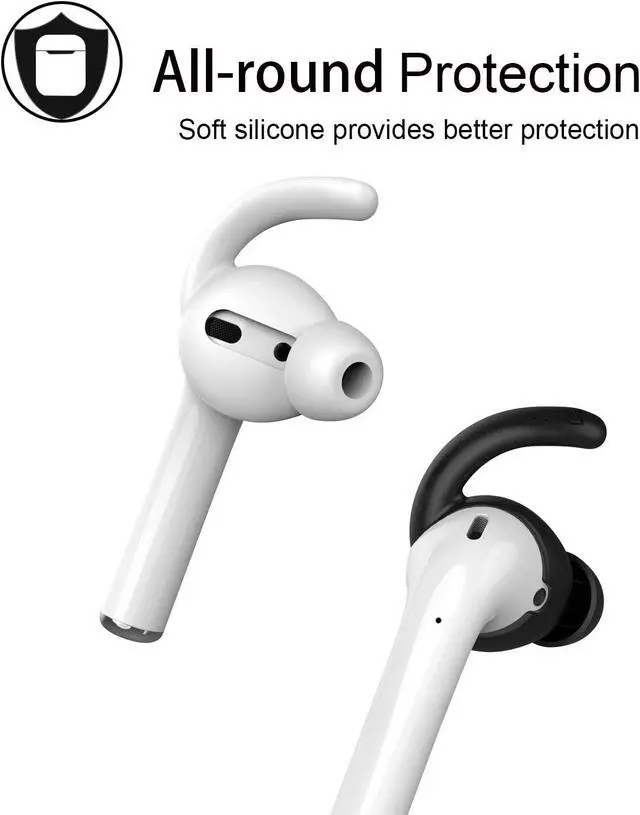 Alt view image 4 of 7 - Anti-Slip Earhooks Soft Silicone Skin Compatible with Headphone 2 & 1 Lightweight Sound Quality Enhancement for Headphones Outdoor Activities in-Ear EarHook 2 Pairs White & Black