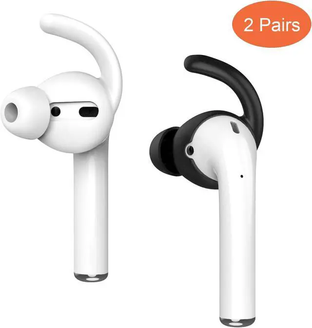 Alt view image 6 of 7 - Anti-Slip Earhooks Soft Silicone Skin Compatible with Headphone 2 & 1 Lightweight Sound Quality Enhancement for Headphones Outdoor Activities in-Ear EarHook 2 Pairs White & Black