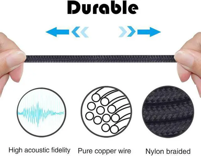 Alt view image 5 of 6 - 3.5mm to 3.5mm Male Audio Cable Compatible with Skullcandy Hesh Hesh 2 Hesh3 Crusher Grind Headphones Remote Volume Control Mic Compatible with  Galaxy Android Phone