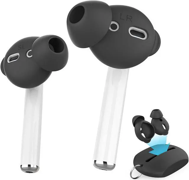 Main image of AhaStyle 4 Pairs AirPods Ear Tips Silicone Earbuds Cover Compatible with AirPods (2 Pair Large & 2 Pairs Small Black)