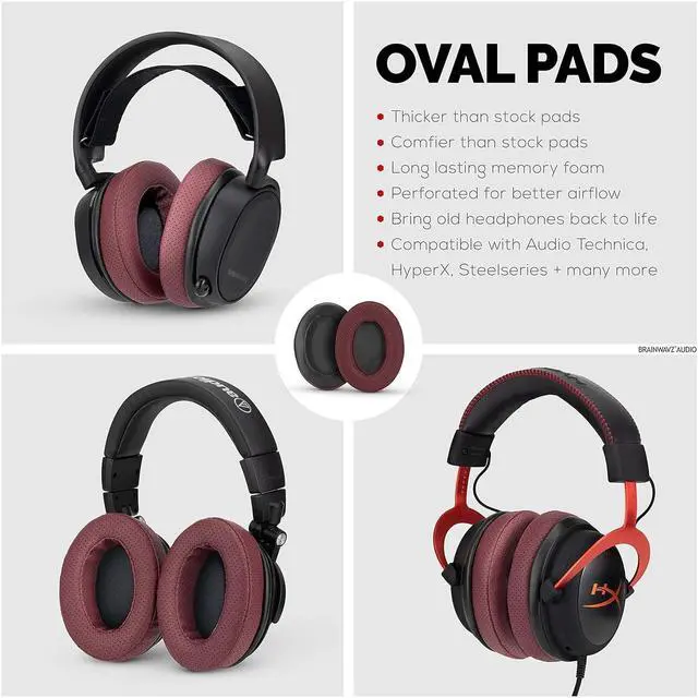 Alt view image 7 of 7 - Brainwavz Replacement Memory Foam Earpads - Suitable for Many Other Large Over The Ear Headphones - AKG HifiMan ATH  Fostex (Perforated Red)
