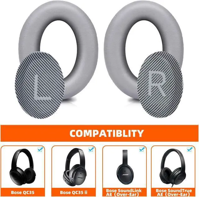 Alt view image 2 of 6 - Premium Replacement Ear Pads for  QC35 & QC35ii Headphones Made by - Comfortable Adaptive Memory Foam and Extra Durable - Fits QuietComfort 35 & 35ii / SoundLink 1&2 AEOver-Ear (Silver)
