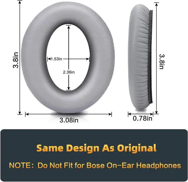 Alt view image 3 of 6 - Premium Replacement Ear Pads for  QC35 & QC35ii Headphones Made by - Comfortable Adaptive Memory Foam and Extra Durable - Fits QuietComfort 35 & 35ii / SoundLink 1&2 AEOver-Ear (Silver)