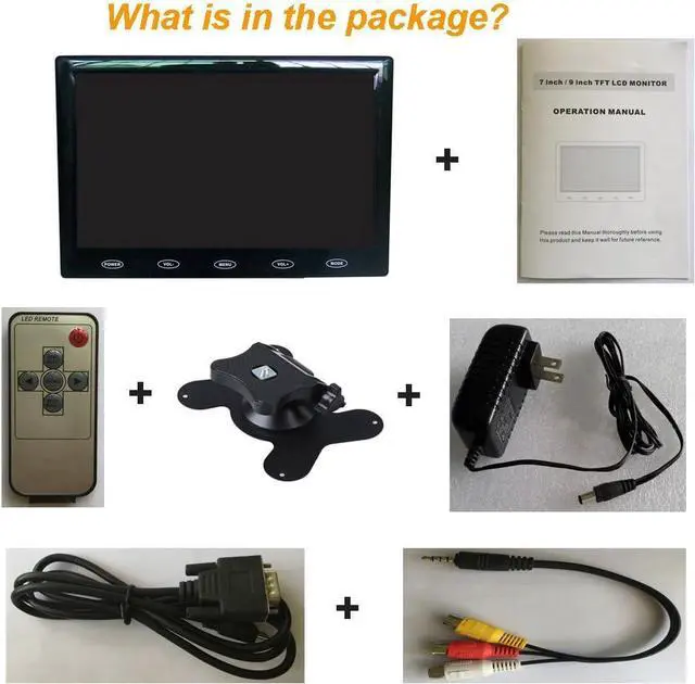 Alt view image 4 of 5 - ® 9 Inch Ultra Thin 16:9 HD 1024x600 TFT LCD Color Car Rear View Monitor 2 Video Input DVD VCD Headrest Vehicle Monitor Support Audio + Video + HDMI + VGA