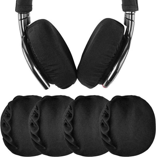 Main image of Geekria 2 Pairs Flex Fabric Headphones Ear Covers Washable & Stretchable Sanitary Earcup Protectors for Over-Ear Headset Ear Pads Sweat Cover for Gym Gaming (Size M/Black)