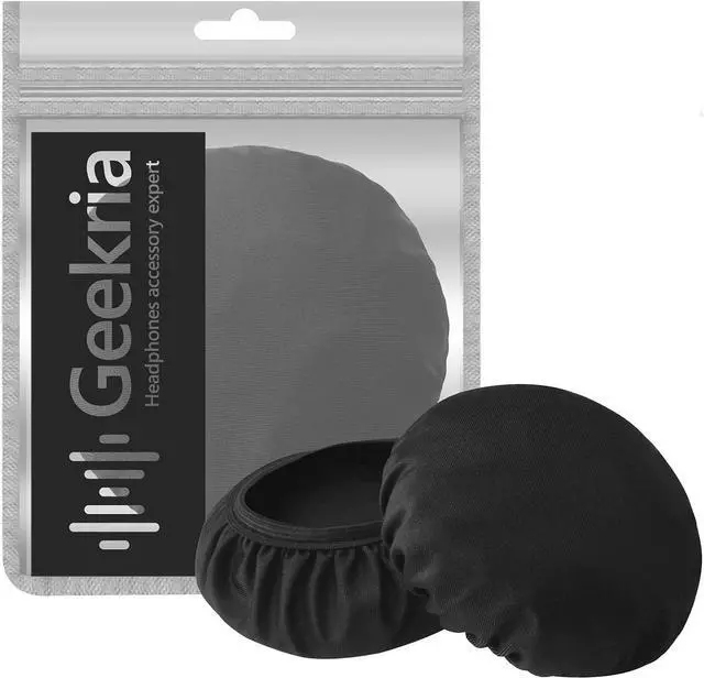 Alt view image 2 of 7 - Geekria 2 Pairs Flex Fabric Headphones Ear Covers Washable & Stretchable Sanitary Earcup Protectors for Over-Ear Headset Ear Pads Sweat Cover for Gym Gaming (Size M/Black)