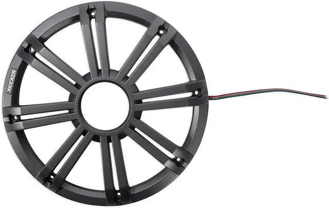 Alt view image 4 of 7 - Kicker 45KMG12C 12" Charcoal Grille w/LED for KM12 + KMF12 Subwoofer Subs KMG12C Bundle with Rockville RPB2-BLACK Portable Bluetooth Speaker (2 Items)