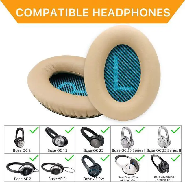 Alt view image 5 of 7 - Ear Pads for  QC25/QC35 II/QC35/QC15/AE2 AE2i AE2w Headphones Replacement Earpads Cushions for  Quietcomfort 35/Quiet Comfort 25/SoundTrue and SoundLink(AroundEar)