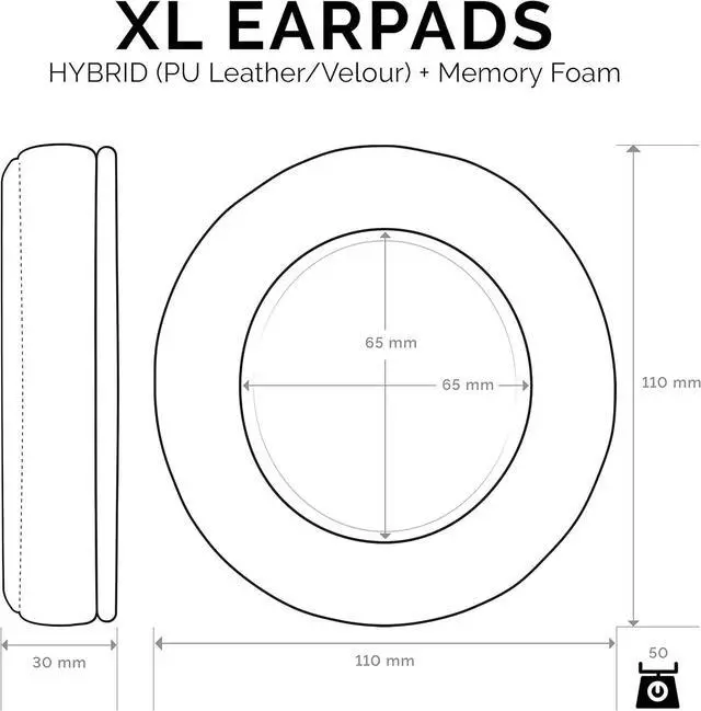 Alt view image 7 of 7 - Brainwavz XL Hybrid Memory Foam Earpads for AKG 701 & Many Other Large Over The Ear Headphones - Sennheiser JBL Bayerdynamic HifiMan ATH  Fostex  Ear Pads