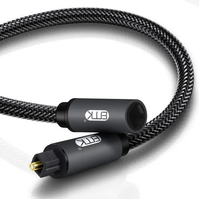 Main image of EMK Optical Extension Cable Male to Female Coupler Cord Nylon Braided Jacket 24K Gold-Plated Fiber Digital Extension Adapter Cable for Home Theater Sound bar TV PS4 Xbox 3.3ft