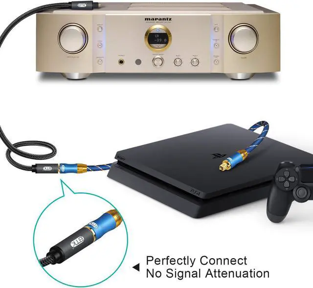 Alt view image 7 of 7 - EMK Optical Extension Cable Male to Female Coupler Cord Nylon Braided Jacket 24K Gold-Plated Fiber Digital Extension Adapter Cable for Home Theater Sound bar TV PS4 Xbox 3.3ft