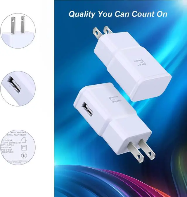 Alt view image 2 of 7 - Adaptive Fast Charger, Qihop 3-Pack USB Wall Charger Fast Charging Block Travel Adapters Compatible for Samsung S21 S20 S10e S9 S8 Plus, Note 8 9 10 Plus 20, iPhone, LG Quick Phone Charger (White)