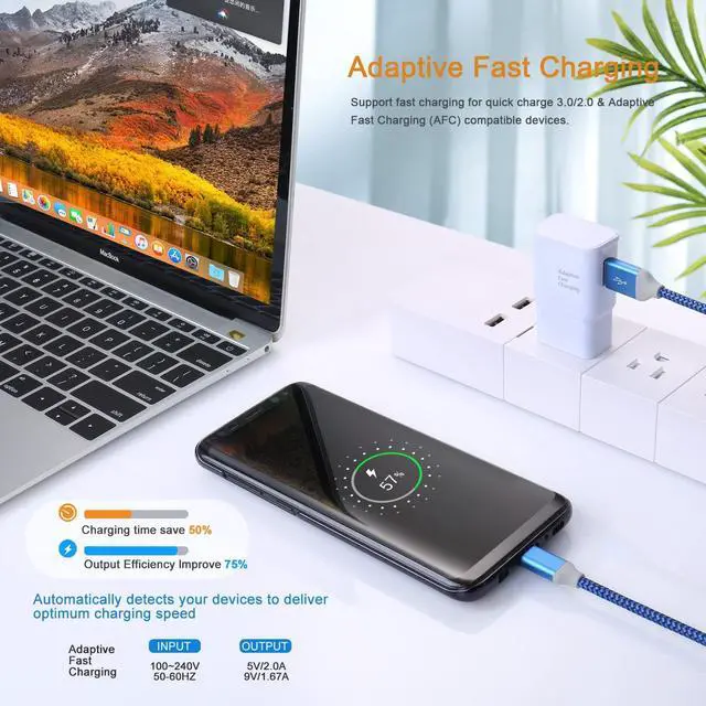 Alt view image 3 of 7 - Adaptive Fast Charger, Qihop 3-Pack USB Wall Charger Fast Charging Block Travel Adapters Compatible for Samsung S21 S20 S10e S9 S8 Plus, Note 8 9 10 Plus 20, iPhone, LG Quick Phone Charger (White)