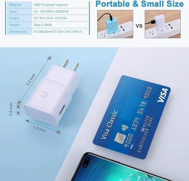 Alt view image 4 of 7 - Adaptive Fast Charger, Qihop 3-Pack USB Wall Charger Fast Charging Block Travel Adapters Compatible for Samsung S21 S20 S10e S9 S8 Plus, Note 8 9 10 Plus 20, iPhone, LG Quick Phone Charger (White)