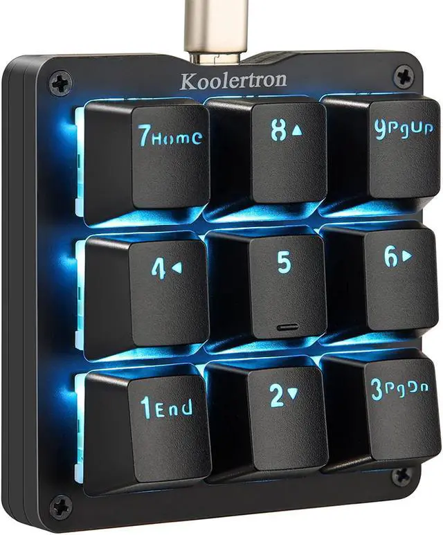 Main image of One Handed Macro Mechanical Keyboard Blue LED Backlit Portable Mini One-Handed Mechanical Gaming Keypad OSU! Keyboard 9 Fully Programmable Keys Black/Blue Switches/Blue LED