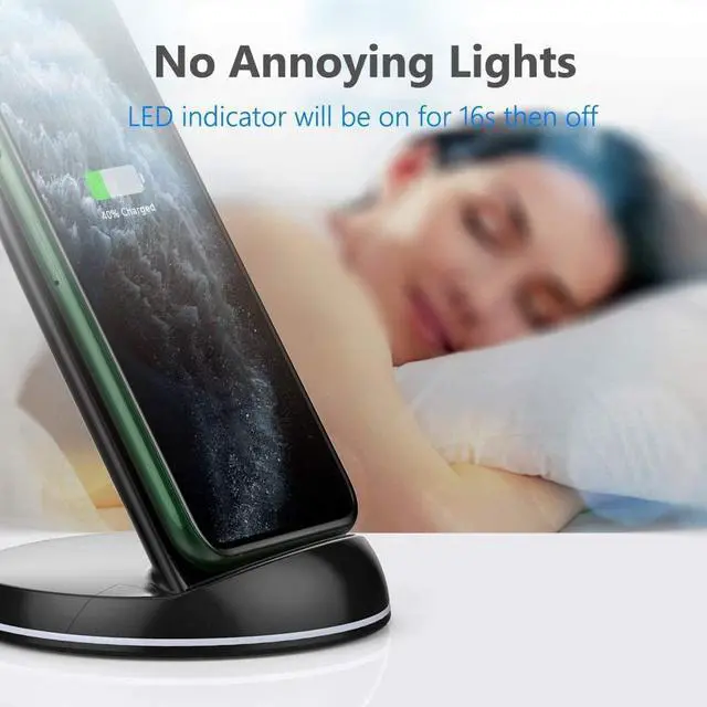 Alt view image 4 of 6 - Yootech Wireless Charger 10W Max Wireless Charging Stand Compatible with iPhone 16/16 Plus/16 Pro Max/15/14/14 Plus/14 Pro Max/13/SE 2022/12/11/X/8 Galaxy S22/S21/S20/S10(No AC Adapter)