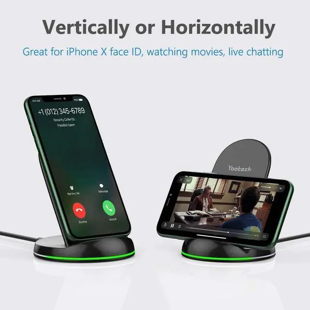 Alt view image 5 of 6 - Yootech Wireless Charger 10W Max Wireless Charging Stand Compatible with iPhone 16/16 Plus/16 Pro Max/15/14/14 Plus/14 Pro Max/13/SE 2022/12/11/X/8 Galaxy S22/S21/S20/S10(No AC Adapter)