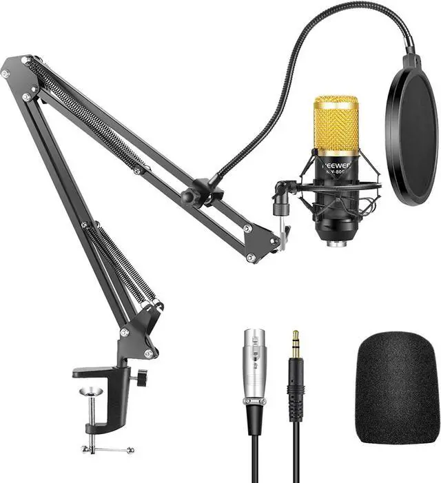 Main image of Neewer Professional Studio Broadcasting Recording Condenser Microphone & NW- 35 Adjustable Recording Microphone Suspension Scissor Arm Stand with Shock Mount and Mounting Clamp Kit