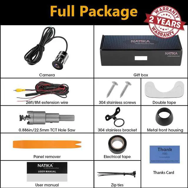 Alt view image 7 of 7 - NATIKA Backup/Front/Side View Camera: No Distortion Effect Starlight Night Vision HD Metal Flush or Surface Mount 720P AHD and TVI Reverse Rear View Backup Camera for Cars Pickup Trucks SUVs RVs Vans
