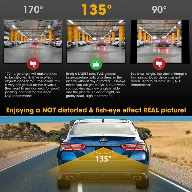 Alt view image 2 of 7 - NATIKA Backup/Front/Side View Camera: No Distortion Effect Starlight Night Vision HD Metal Flush or Surface Mount 720P AHD and TVI Reverse Rear View Backup Camera for Cars Pickup Trucks SUVs RVs Vans