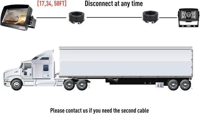Alt view image 4 of 6 - HD Wired Backup Camera System Kit, Sharp CCD Chip, 100% Not Wash Up, IP69 Waterproof Rear View Camera + 7 LCD Monitor Reversing for Truck/Semi-Trailer/Box Trucks/RV (ERY01)
