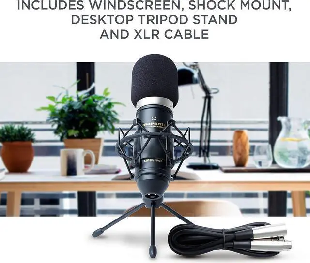 Alt view image 5 of 7 - Professional MPM-1000 - Studio Recording XLR Condenser Microphone with Desktop Stand and Cable  for Podcast and Streaming Projects