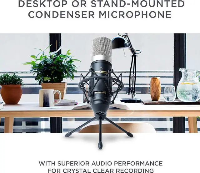 Alt view image 2 of 7 - Professional MPM-1000 - Studio Recording XLR Condenser Microphone with Desktop Stand and Cable  for Podcast and Streaming Projects