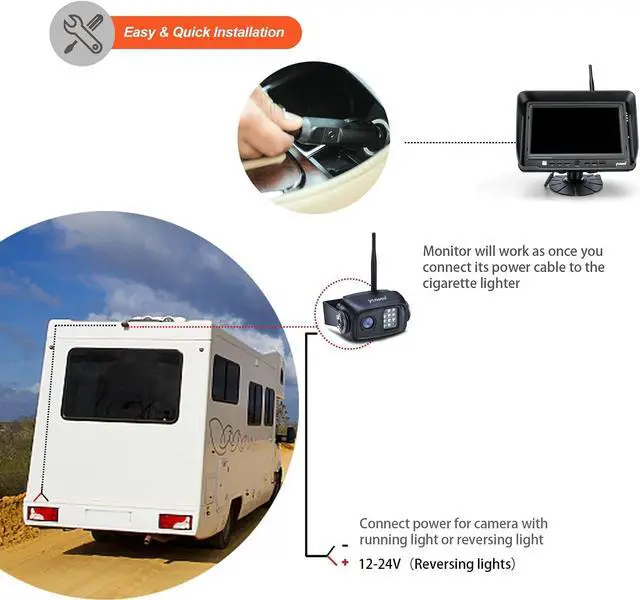 Alt view image 6 of 7 - 1080P Wireless Backup Camera System for RV, Trucks & Trailers  7 HD Monitor, Stable Digital Signal up to 980ft, IP69 Waterproof Rear View Camera with Night Vision, Easy Install Kit