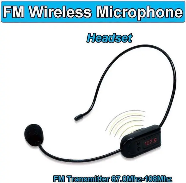 Alt view image 2 of 7 - Wireless FM Condenser Microphone Headset, Hands-Free with Rechargeable Battery, Megaphone Mic for Voice Amplifier, Church, Tour Guide Salesman Teachers Conference Road Trips and
