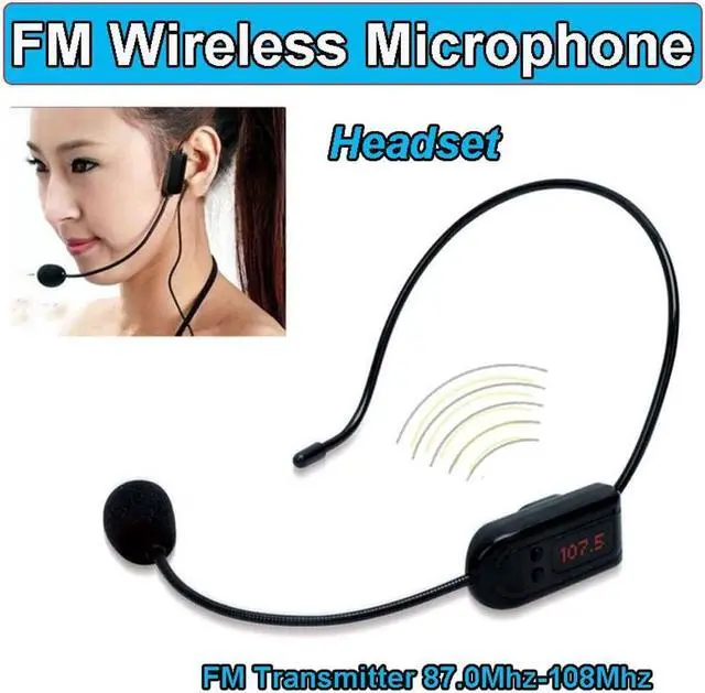 Alt view image 3 of 7 - Wireless FM Condenser Microphone Headset, Hands-Free with Rechargeable Battery, Megaphone Mic for Voice Amplifier, Church, Tour Guide Salesman Teachers Conference Road Trips and
