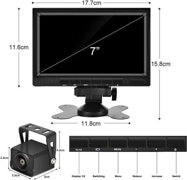 Alt view image 2 of 7 - AHD Dual Backup Camera with 7'' 1080P DVR Monitor, Front and Rear View Camera Waterproof Night Vision Reversing Camera for Truck Pick Up RV Camper Bus 12V-36V