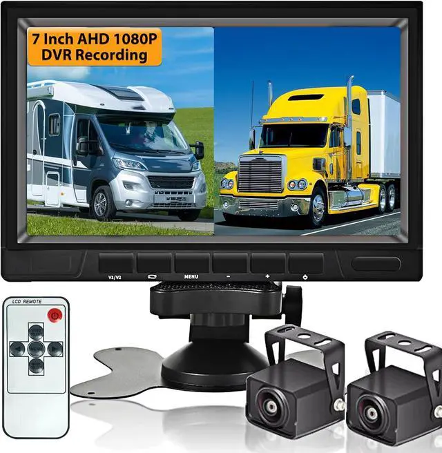 Main image of AHD Dual Backup Camera with 7'' 1080P DVR Monitor, Front and Rear View Camera Waterproof Night Vision Reversing Camera for Truck Pick Up RV Camper Bus 12V-36V