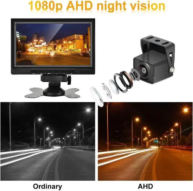 Alt view image 4 of 7 - AHD Dual Backup Camera with 7'' 1080P DVR Monitor, Front and Rear View Camera Waterproof Night Vision Reversing Camera for Truck Pick Up RV Camper Bus 12V-36V