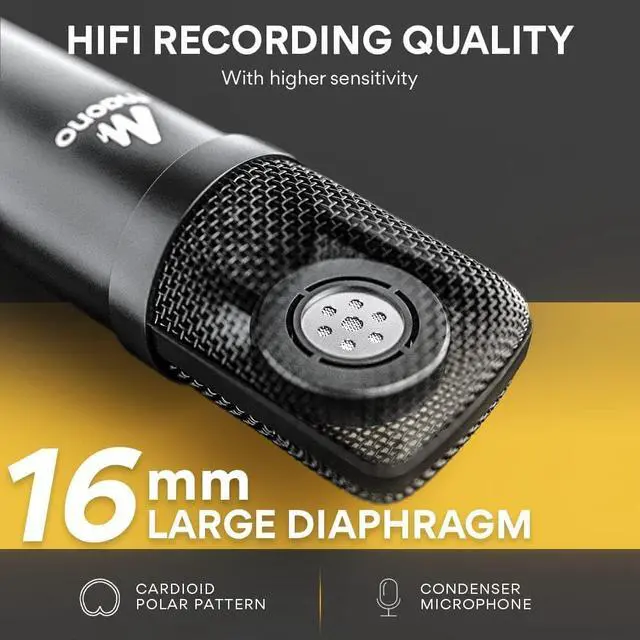 Alt view image 3 of 7 - USB Microphone, MAONO 192KHZ/24Bit Plug & Play PC Computer Podcast Condenser Cardioid Metal Mic Kit with Professional Sound Chipset for Recording, Gaming, Singing, YouTube (AU-A04)